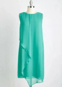 Modcloth JBS Teal Jade Green Draped Flowy Shift Dress Size 4 - Picture 1 of 6
