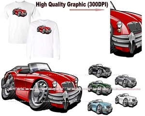T-shirt MG MGA 1600 MK2 vintage cabriolet britannique DigiRods voiture dessin animé S-5X - Photo 1/6