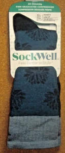 SockWell Women's Lotus Lift | Firm Graduated Compression Socks M-L (8-11) Navy - Picture 1 of 3