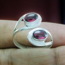 925 Sterling Silver Toe Ring Handmade and Adjustable with Red Garnet Gemstone