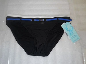 Eco Swim By Aqua Green New Womens Black Blue Bikini Bottom Size 12 Bathing Suit - Picture 1 of 4