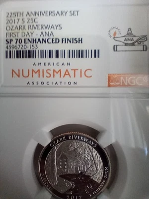 225th Anniversary  2017 s 25c OZARK RIVERWAYS First Day- SP 70 Enhanced Finish - Image 1 of 2