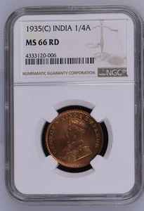 British India 1935(C) INDIA 1/4A NGC MS 66 RD - Picture 1 of 8