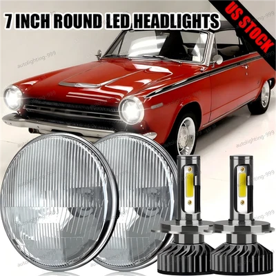 Par de faros LED redondos de 7 pulgadas DOT carcasa alta/baja para Dodge Dart 64-1976 D100 Foto 1 de 4