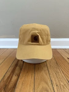Carhartt Strap back Hat Cap Yellow Stitched Logo Unisex 100% Cotton - Picture 1 of 7