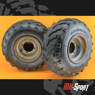 88-01 1993 QuadRunner 250 4WD OEM Rear Rims Wheels Wheel Tires Assembly Set  - Image 1 of 4