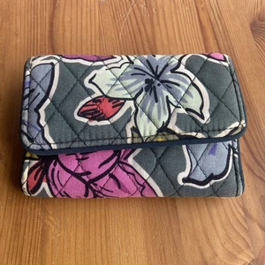 Vera Bradley Mujer Cartera Triple Plegable RFID Gris Floral Organizador Compacto - Imagen 1 de 7