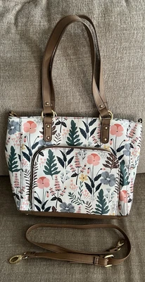 Bolso de Mano Floral Grande Reliquia Nuevo sin Etiquetas Dos Asas con Correa Larga para el Hombro Incluida Foto 1 de 4