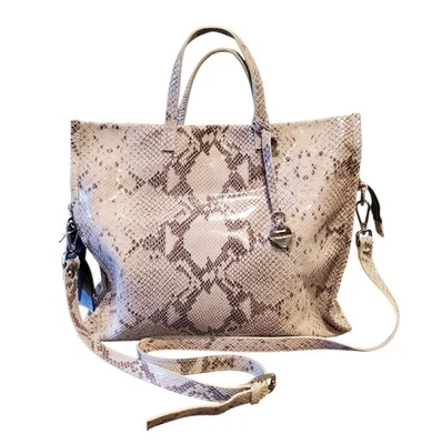 Bolso de mano grande de piel de serpiente de cuero genuino Laura Di Maggio Milano Italia nuevo con etiquetas Foto 1 de 4