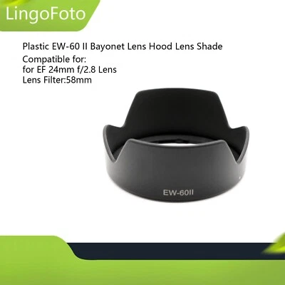 Plastic EW-60 II Bayonet Lens Hood Lens Shade 58mm for EF 24mm f/2.8 Lens - Image 1 of 4