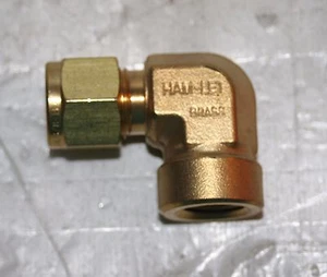3/8" Tube x 1/4" FNPT Brass Female Elbow Fitting Ham-Let 770LB3/8X1/4 - Picture 1 of 4