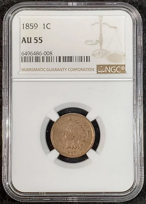 1859 Indian Head Cent NGC AU55 6496486-008 Exquisite Coin Rare - Image 1 of 4