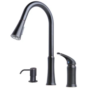 Contemporary Pull-Down Kitchen Faucet Soap Dispenser Oil Rubbed Bronze Finish - Picture 1 of 5