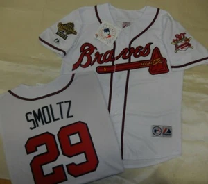 0812 Majestic 1995 Atlanta Braves JOHN SMOLTZ World Series Baseball JERSEY New - Picture 1 of 2