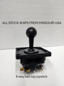 NEW HAPP STYLE JOYSTICK BALL TOP HANDLE 8 WAY BLACK ARCADE MAME JAMMA JOYSTICK - Picture 1 of 4