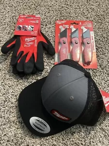 Milwaukee 4 Life! - 3 Piece Gift Set New Fast Shipping Utility Knife Hat Gloves - Picture 1 of 1