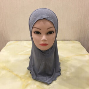 Fashion Girl Head Hijab Plain Hijab Fit 2-7 Years Old Kids Islamic Scarf Wraps