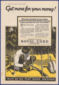 Vintage 1927 U. S. Tires Royal Cord Balloon Tire Ephemera 1920's Print Ad - Picture 1 of 1