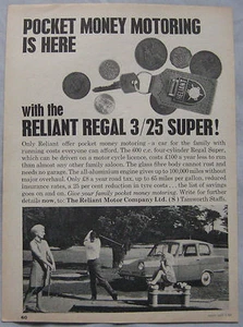 1966 Reliant Regal 3/25 Super Original advert - Picture 1 of 1