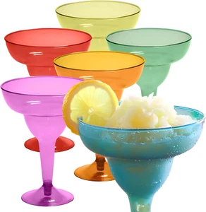 Multicolor Disposable 48 Plastic Margarita Glasses - 12 Oz Hard Cocktail Cups fo - Picture 1 of 12