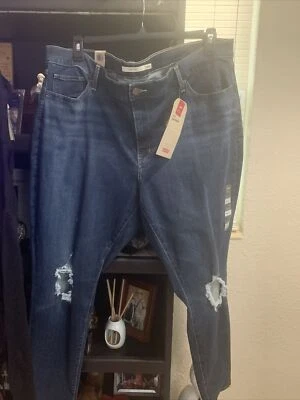 Levis Womens Size  18 W Plus Jeans Dark Blue 711 Skinny Distressed Mid Rise NWT - Image 1 of 3