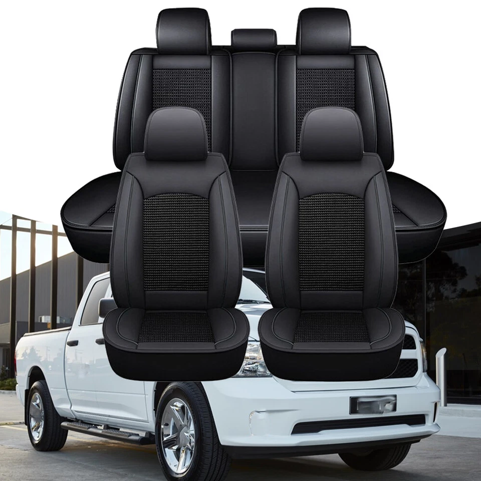 Leather Front Rear Car Seat Covers Protectors 5-Seats Full Set Universal DP Foto 1 de 4