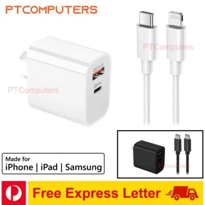 DUAL USB Wall Charger Fast PD Power Adaptor Type C QC3.0 Android iPhone iPad AU - image 1 of 4
