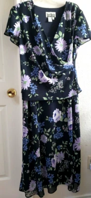 Vestido Sheri Martin New York Manga Gorra Capas Talla 14 Pastel Floral En muy buena condición Foto 1 de 4