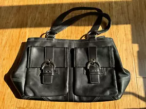 Coach Damen Schwarz Leder SoHo Schultertasche Doppelgriff Reißverschluss Top - Bild 1 von 12