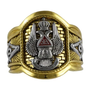 Scottish Rite 33 Degree Masonic 18K Pld Gold Ring Knights Templar by UNIQABLE - Picture 1 of 12