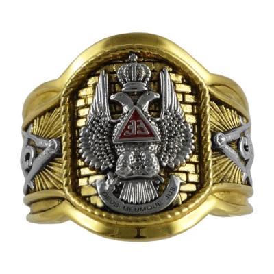 Anillo Rito Escocés 33 Grados Masónico Oro 18K Pld Caballeros Templarios por UNIQABLE Foto 1 de 4