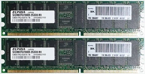 Pair (x2) memory ELPIDA 512MB PC2100R-25330-M1 EBD51RC4AAFA-7B - Picture 1 of 2