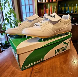 Vintage Puma Base Cat Men's MLB Metal Cleats Size 8.5 NOS 1980s Deadstock White - Picture 1 of 15
