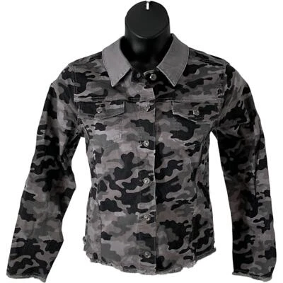 DG2 by Diane Gilman Reversible Twill Jean Jacket Gray Camo - Image 1 of 3