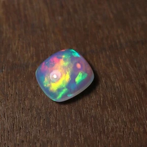 3.1 Carat Natural AAA Multi Fire Ethiopian White Opal Cushion Shape Cabochon - Picture 1 of 10