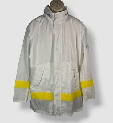 $350 Chaqueta cortavientos Calvin Klein para hombre blanca ligera a rayas con cremallera talla L Foto 1 de 4
