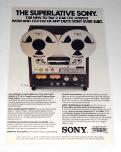 Póster Sony 19"x13" carrete a carrete TC-766-2, 1977, artículo de 1 página, historial de audio - Imagen 1 de 1