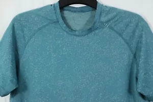 Lululemon L Metal Vent Tech Tee Aqua Blue Heather Stretch Active Running Shirt - Picture 1 of 6