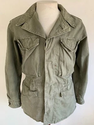VTG Old M43 Field Jacket Coat OD M1943 34R World War II WW2 US Army 40s - Image 1 of 4