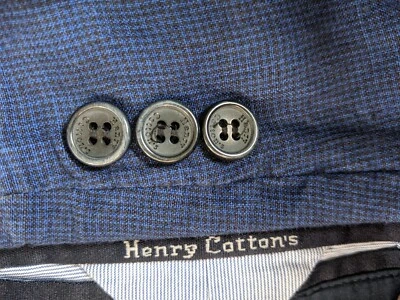 Chaqueta Blazer Abrigo 44R Sin Construir Sin Forro Cuadros de Dientes Algodón Azul Negro Foto 1 de 4