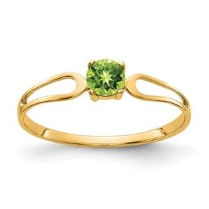 14k Yellow Gold 4mm Peridot Ring Size 6 for Women 0.94gm - Picture 1 of 3