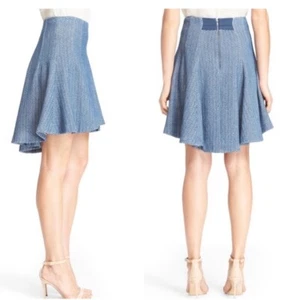 Alice + Olivia Sibel Skirt Size 12 Excellent Blue/White Chevron - Picture 1 of 8