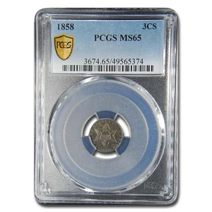 1858 Three Cent Silver MS-65 PCGS - Picture 1 of 3