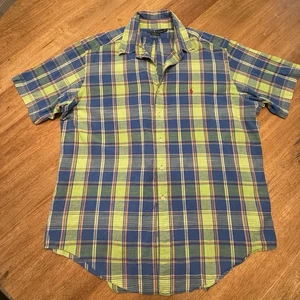 Herren Ralph Lauren Kurzarm kariert Knopfleiste XL grün blau - Bild 1 von 10