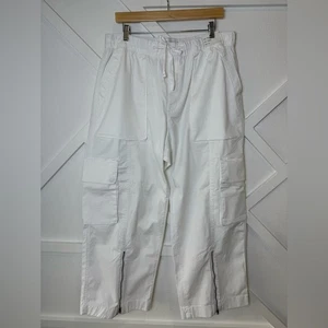 Pantaloni cargo Abercrombie & Fitch bianchi nuovi con etichette gamba larga taglia large corti - Foto 1 di 9