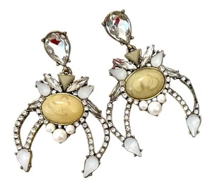 Crab Earrings Intricate Artsy Design Crystals Faux Pearls Cabochons Cancer Love - Bild 1 von 13