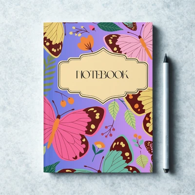 Бабочка цветок в твердом переплете журнал: 150 страниц ноутбука, школа, офис планировщик - Изображение 1 из 4
