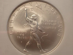 2006 P Ben Franklin Scientist Commemorative Silver Dollar...MS70 NGC - Picture 1 of 3