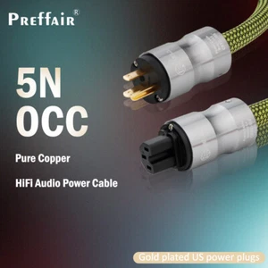 Audio OFC Copper Power Cable US Schuko Gold Plated Plugs Supply Wires Connectors - Picture 1 of 18
