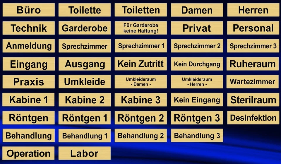 DEINE-GRAVUR 160x40 mm - Türschild,Praxisschild,Schild,Arztpraxis,Büroschild, Gold gebürstet